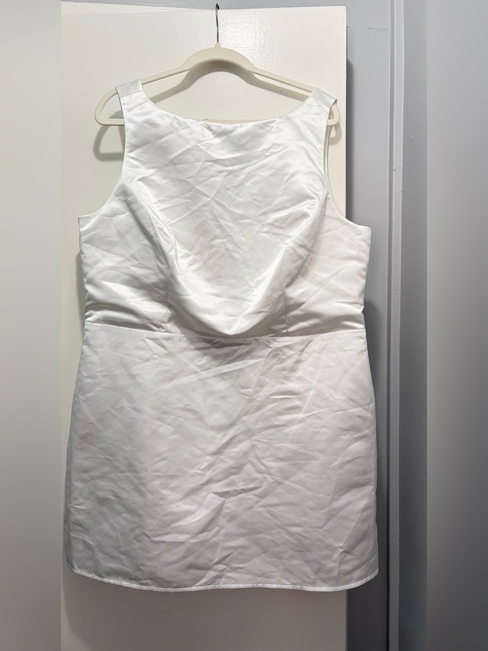 Reformation White Sleeveless Boatneck Bridal Shift Dress